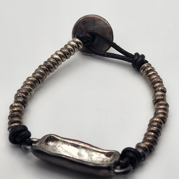 Uno De 50 Leather & Sterling Silver Plated Bracelet - Picture 5 of 6